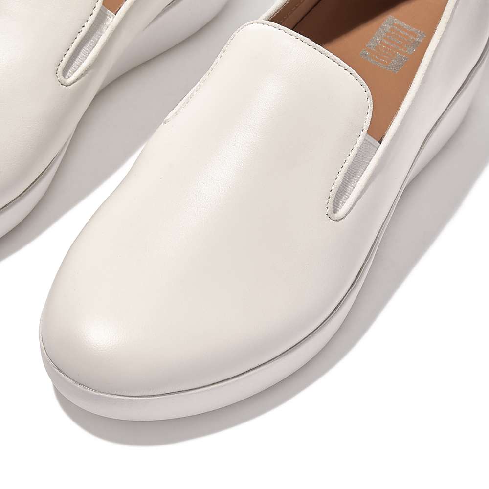 Loafers Fitflop SUPERSKATE Leather Femme Blanche | HRN-693812