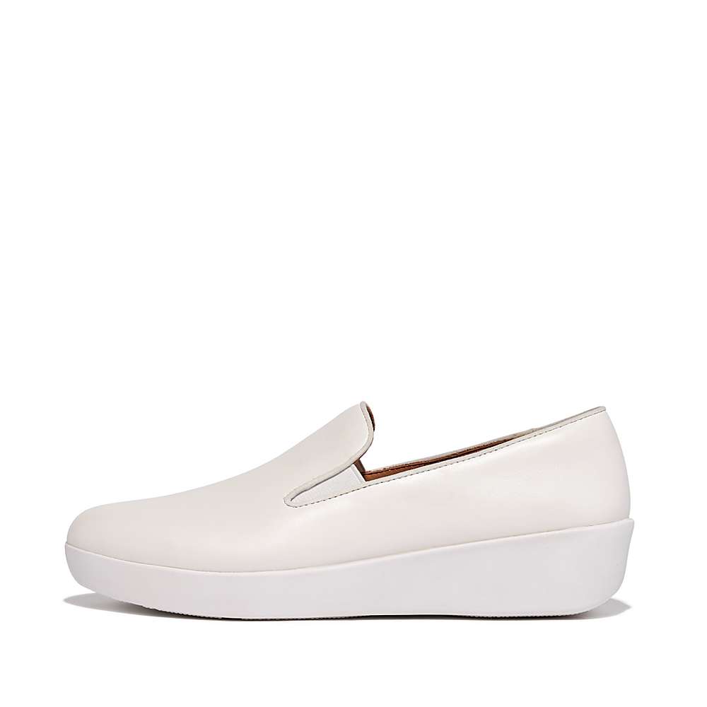 Loafers Fitflop SUPERSKATE Leather Femme Blanche | HRN-693812