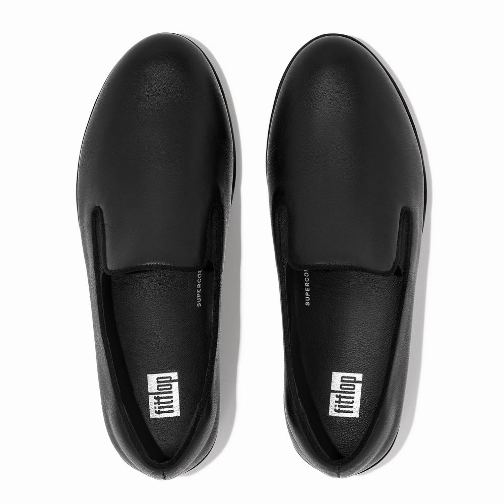 Loafers Fitflop SUPERSKATE Leather Femme Noir | LKI-987142