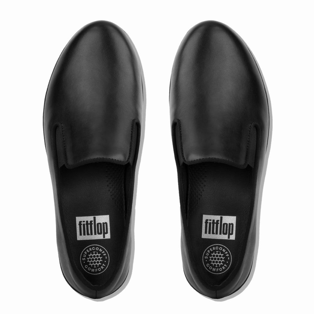 Loafers Fitflop SUPERSKATE Leather Femme Noir | LKI-987142