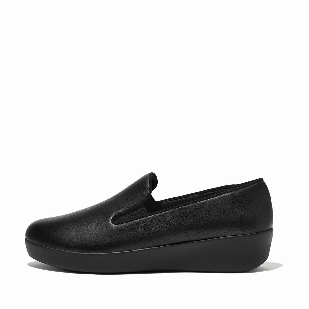 Loafers Fitflop SUPERSKATE Leather Femme Noir | LKI-987142