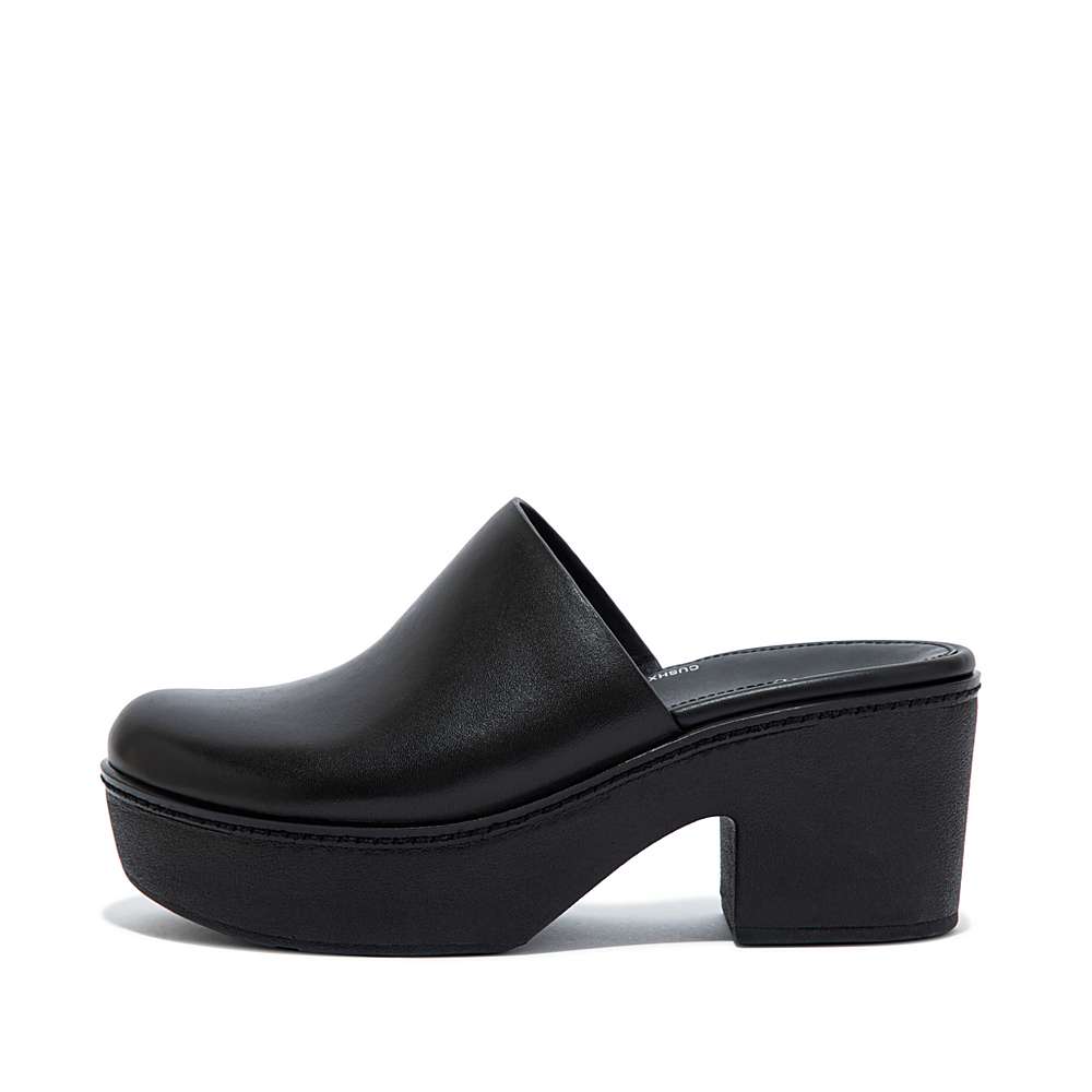 Mules Fitflop PILAR Leather Platforms Femme Noir | ZFN-513496