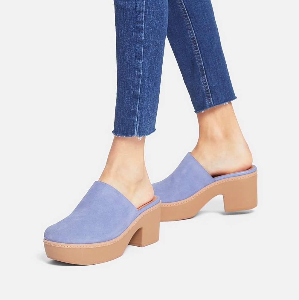 Mules Fitflop PILAR Suede Platforms Femme Lavande | AQL-154739