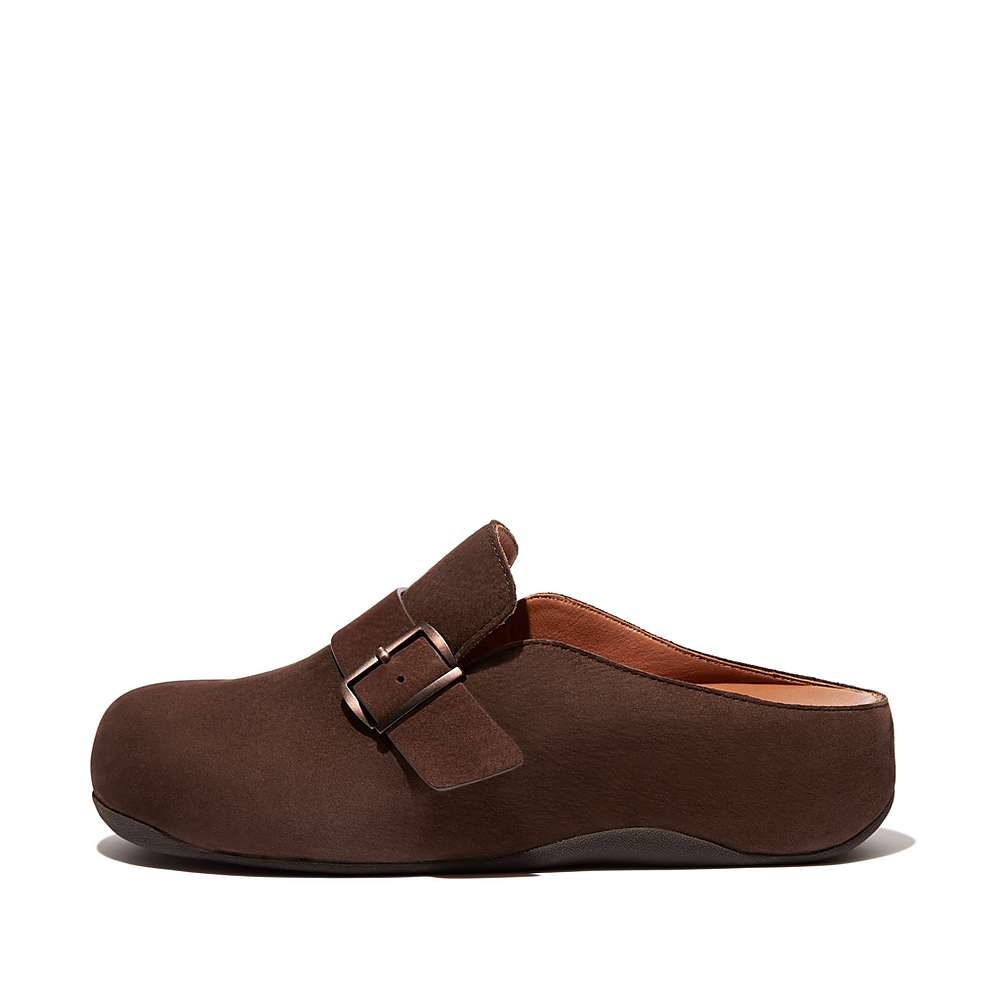 Sabots Fitflop SHUV Buckle Strap Leather Femme Marron | LUM-827940