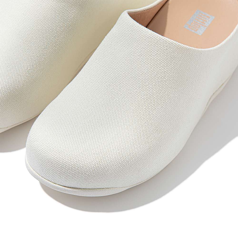 Sabots Fitflop SHUV Canvas Femme Blanche | IBG-792580