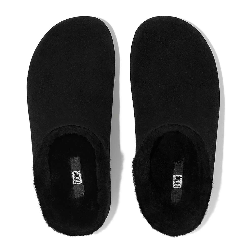 Sabots Fitflop SHUV Shearling-Lined Suede Femme Noir | ECB-846257