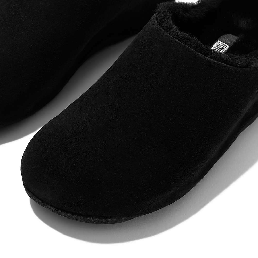 Sabots Fitflop SHUV Shearling-Lined Suede Femme Noir | ECB-846257