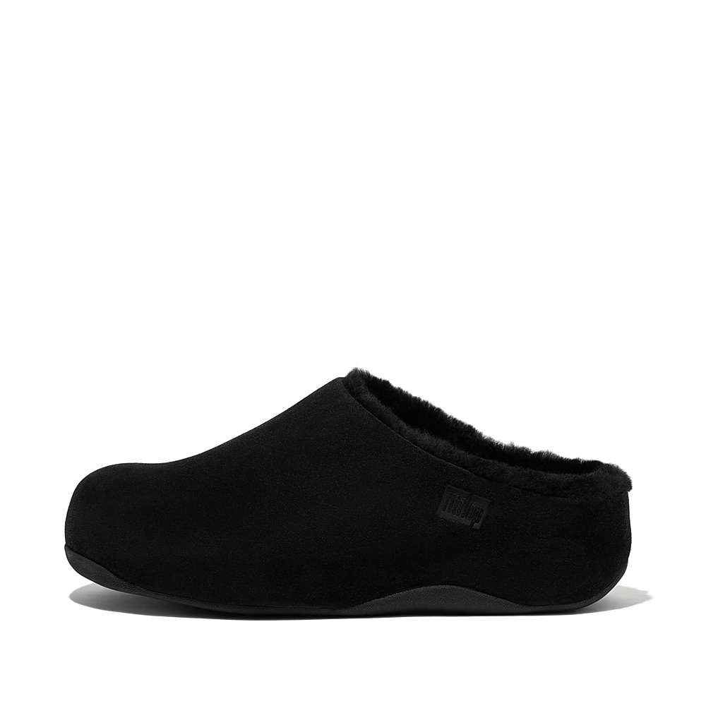 Sabots Fitflop SHUV Shearling-Lined Suede Femme Noir | ECB-846257