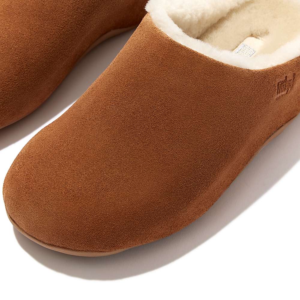 Sabots Fitflop SHUV Shearling-Lined Suede Femme Marron Clair | OBV-904782