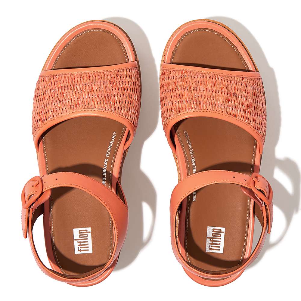 Sandales Compensées Fitflop ELOISE Cork-Wrap Woven Back-Strap Femme Orange Corail | QFC-671045