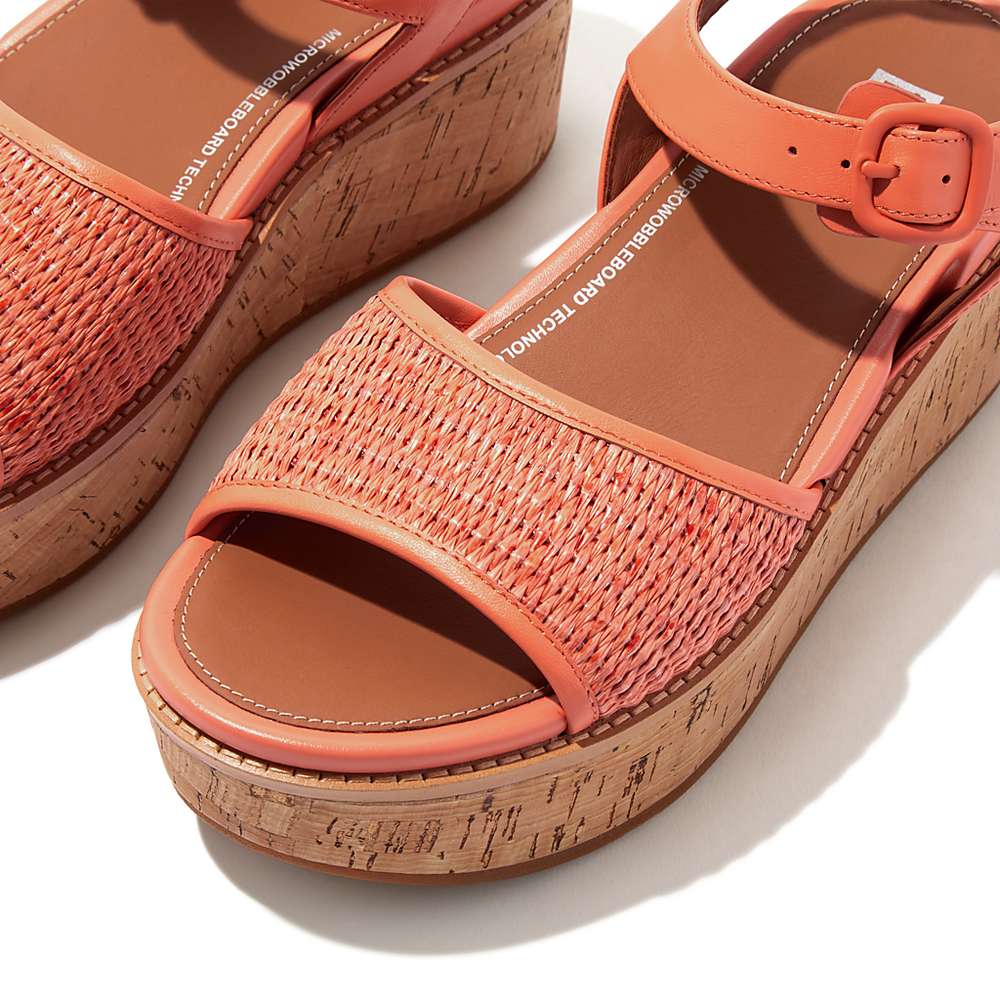 Sandales Compensées Fitflop ELOISE Cork-Wrap Woven Back-Strap Femme Orange Corail | QFC-671045