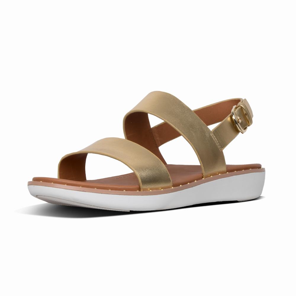 Sandales Fitflop BARRA Metallic Leather Back-Strap Femme Doré | NZA-120439