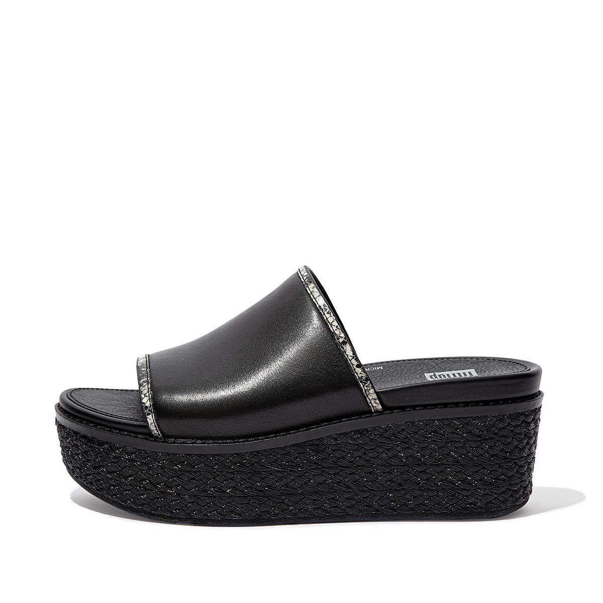 Sandales Fitflop ELOISE Snake Trim Espadrille Slides Femme Noir | GJH-678149