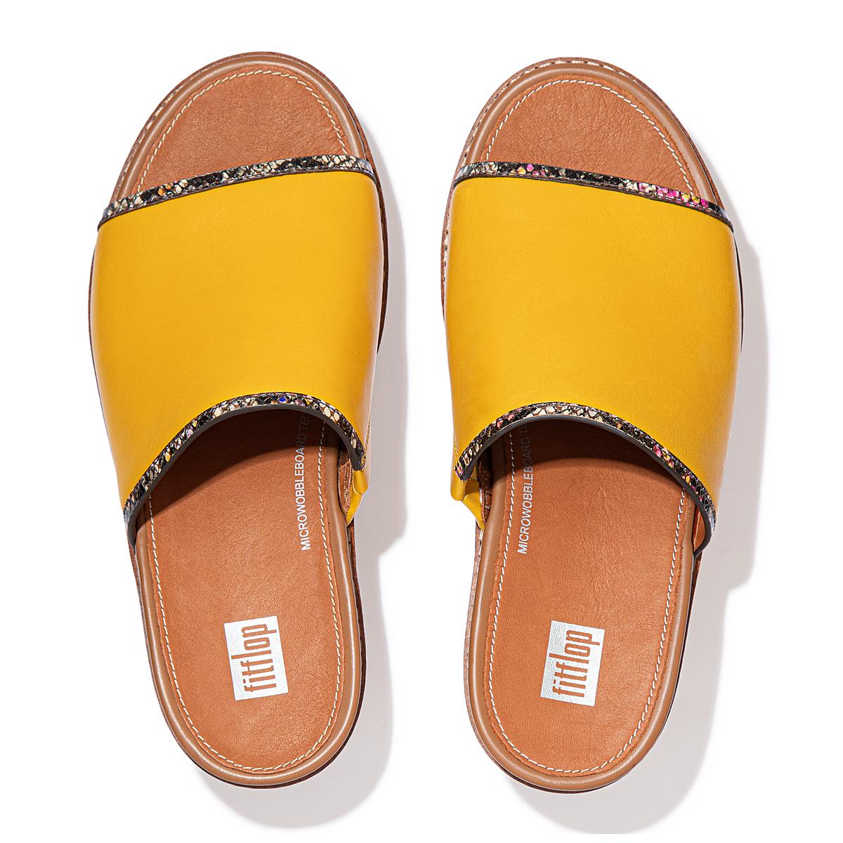 Sandales Fitflop ELOISE Snake Trim Espadrille Slides Femme Orange Jaune | MVN-107946