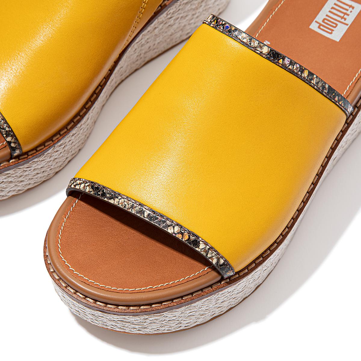 Sandales Fitflop ELOISE Snake Trim Espadrille Slides Femme Orange Jaune | MVN-107946