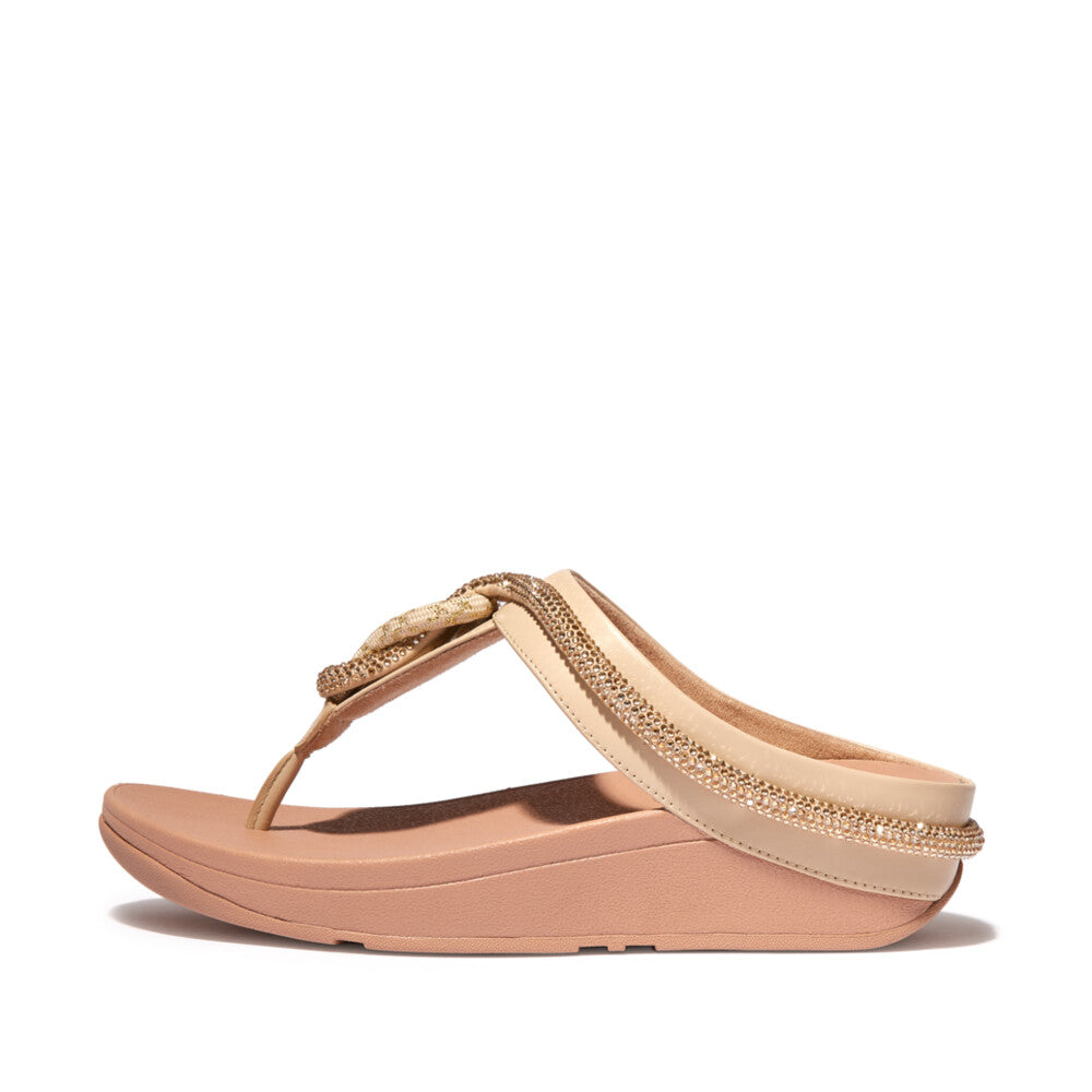 Sandales Fitflop FINO Crystal Toe-Post Femme Beige | KCN-681507