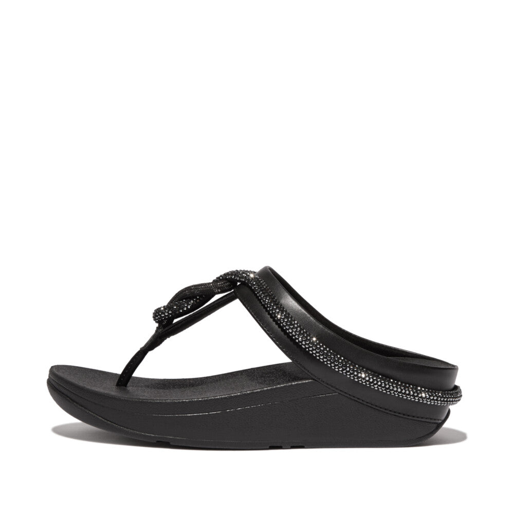 Sandales Fitflop FINO Crystal Toe-Post Femme Noir | YMU-604193