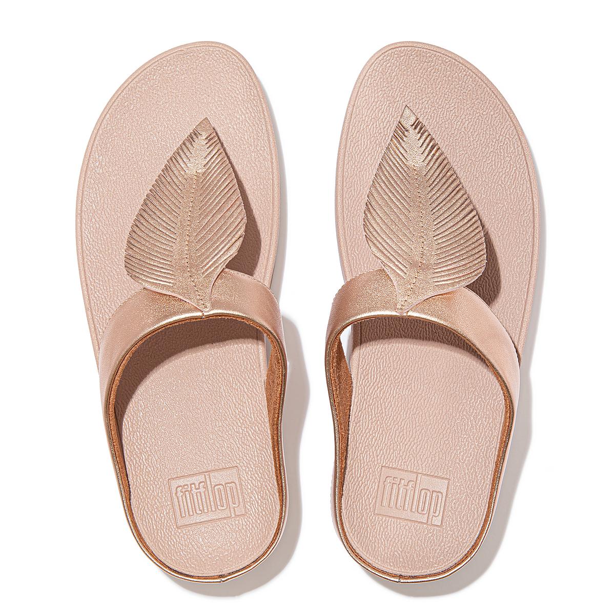 Sandales Fitflop FINO Feather Metallic Toe-Post Femme Rose Doré | EOT-132597