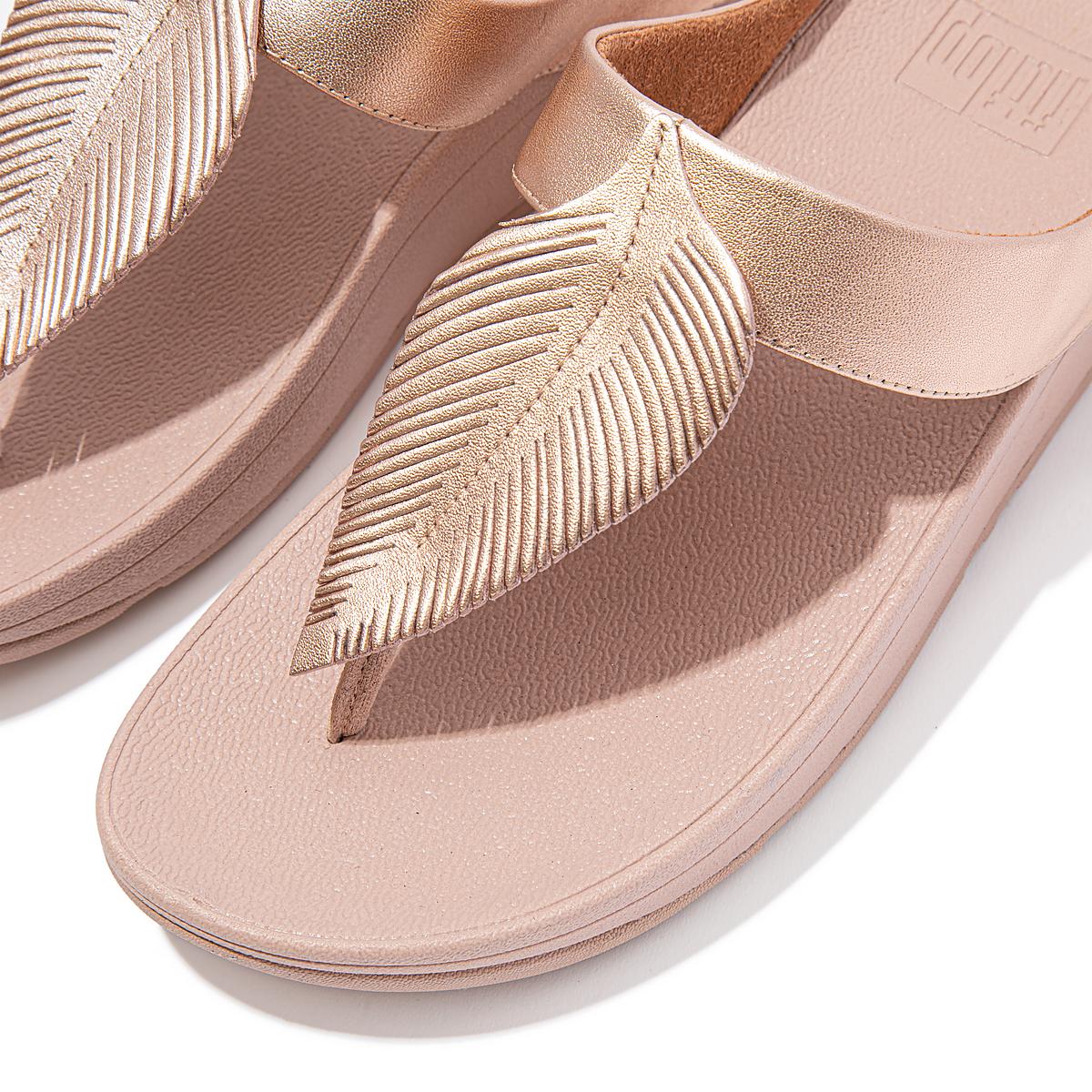 Sandales Fitflop FINO Feather Metallic Toe-Post Femme Rose Doré | EOT-132597