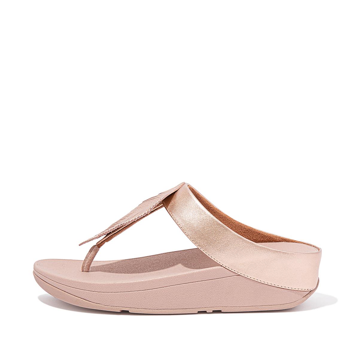 Sandales Fitflop FINO Feather Metallic Toe-Post Femme Rose Doré | EOT-132597