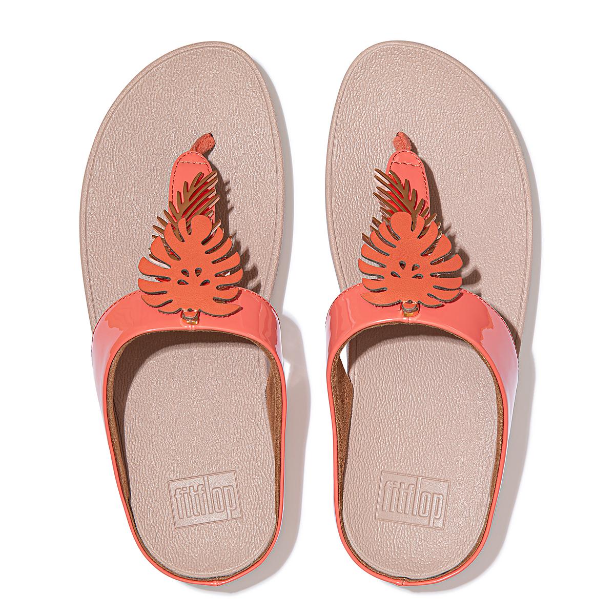 Sandales Fitflop FINO Jungle Leaf Vernis Femme Corail Rose | AUC-130684