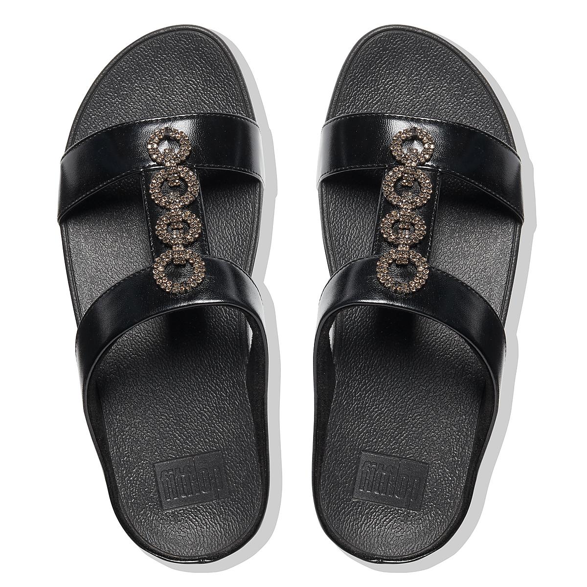 Sandales Fitflop FINO Sparkle Slides Femme Noir | NJZ-507429