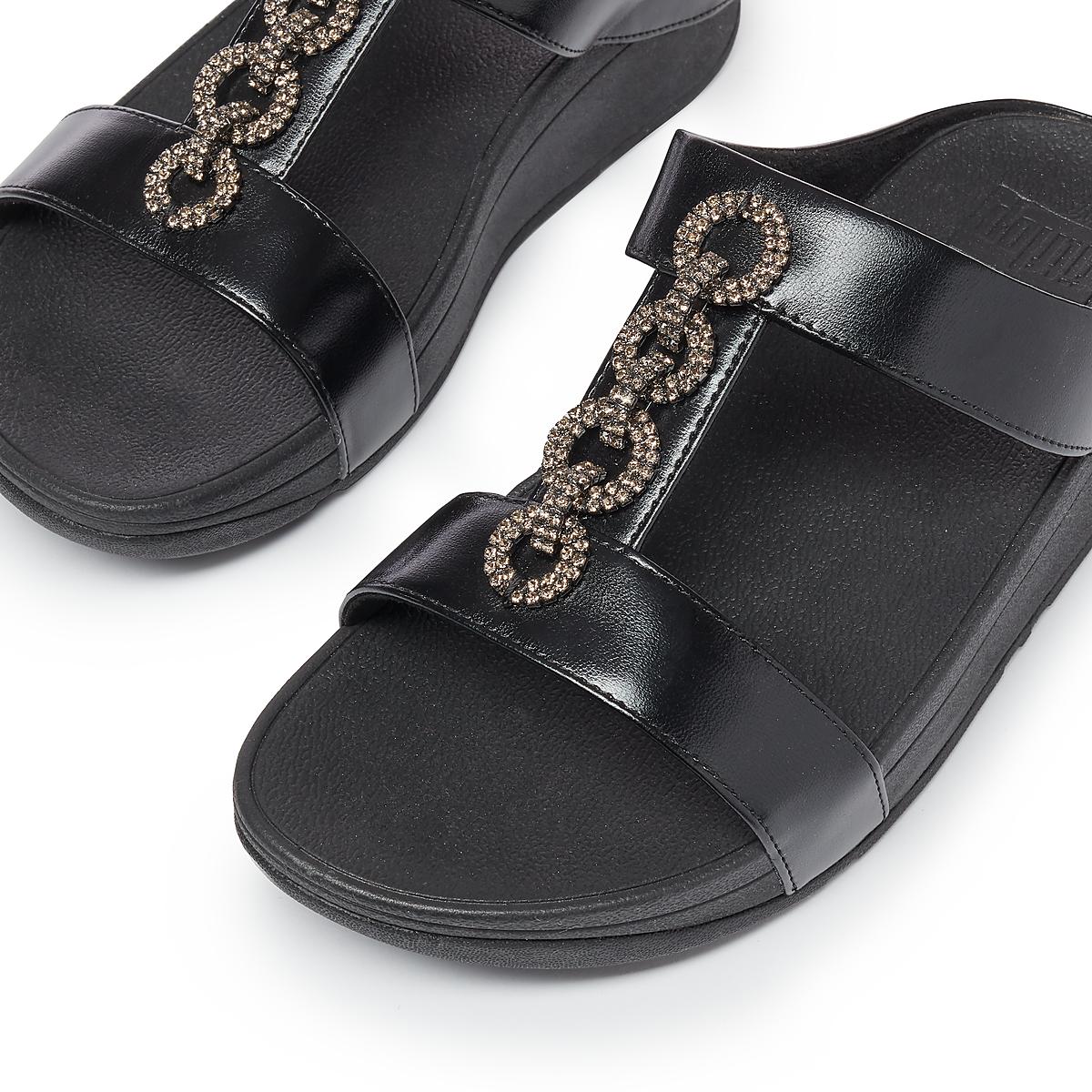 Sandales Fitflop FINO Sparkle Slides Femme Noir | NJZ-507429