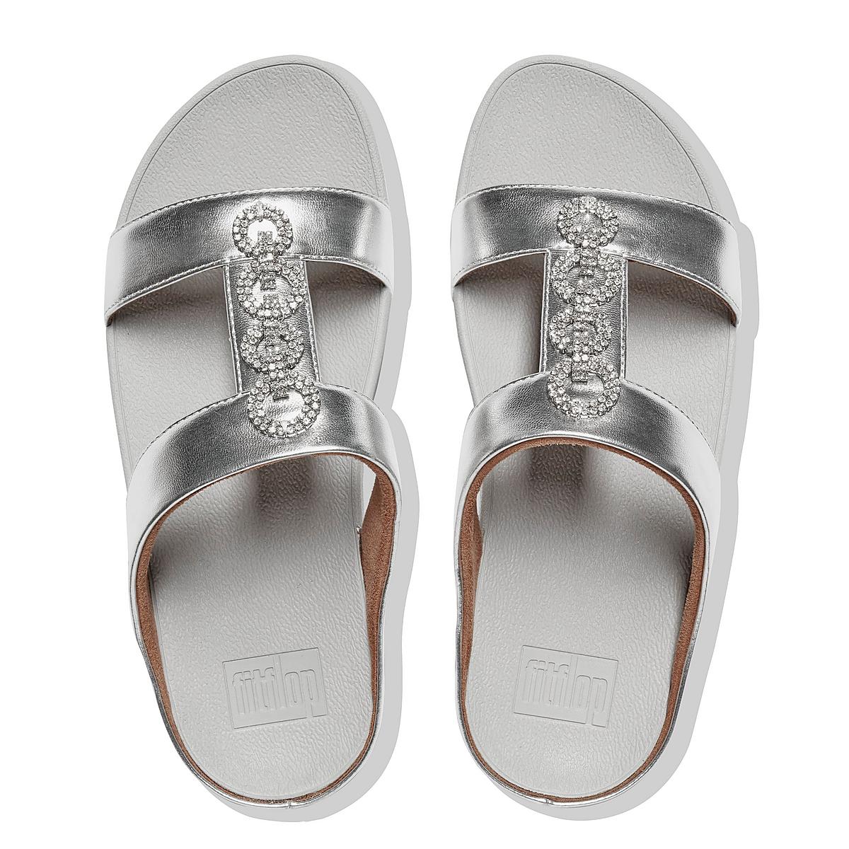 Sandales Fitflop FINO Sparkle Slides Femme Argent | YSD-592860