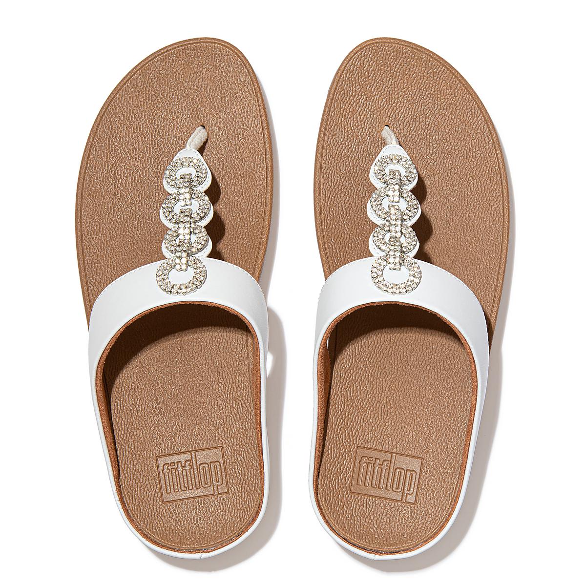 Sandales Fitflop FINO Sparkle Toe-Post Femme Blanche | PXB-250894