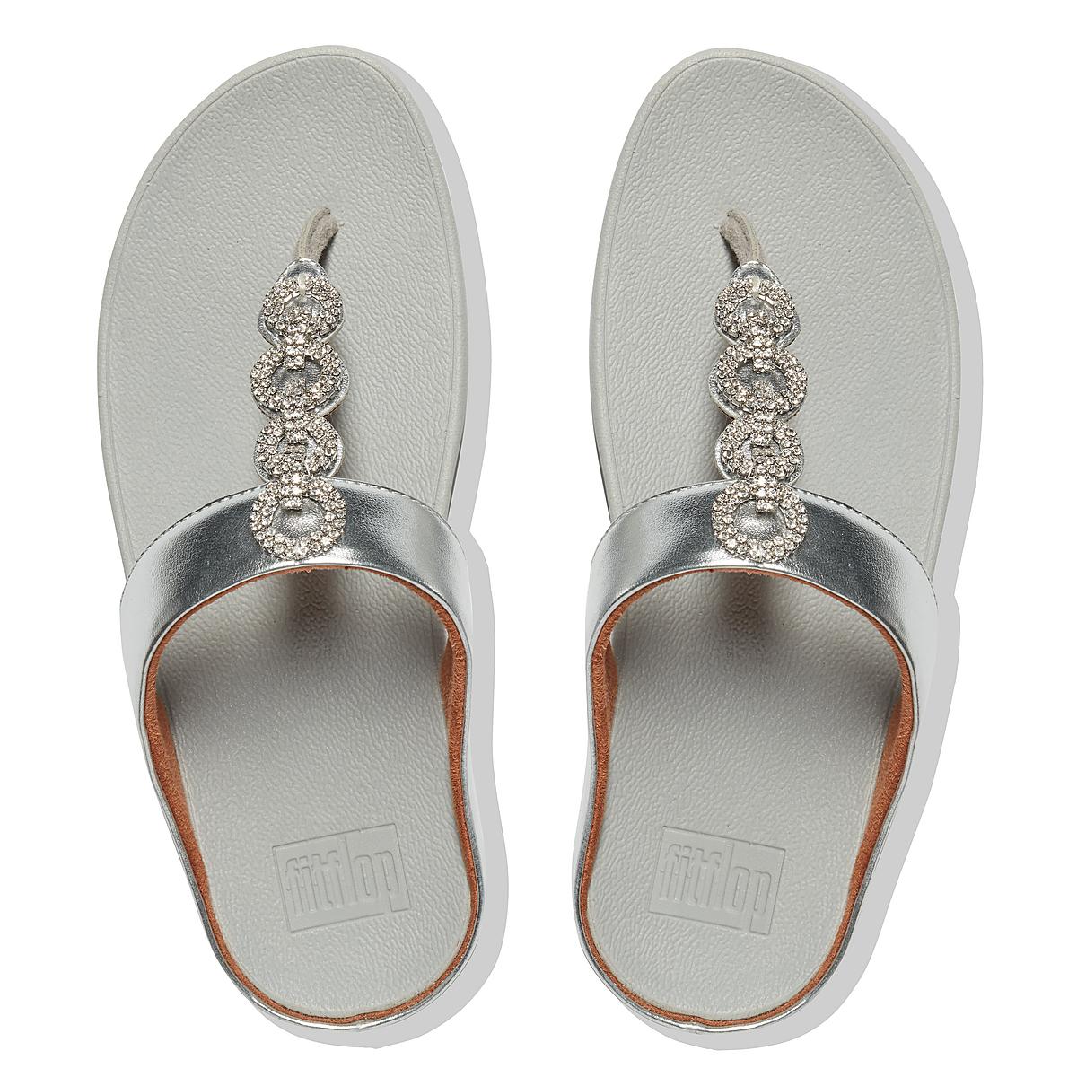 Sandales Fitflop FINO Sparkle Toe-Post Femme Argent | TBN-035728