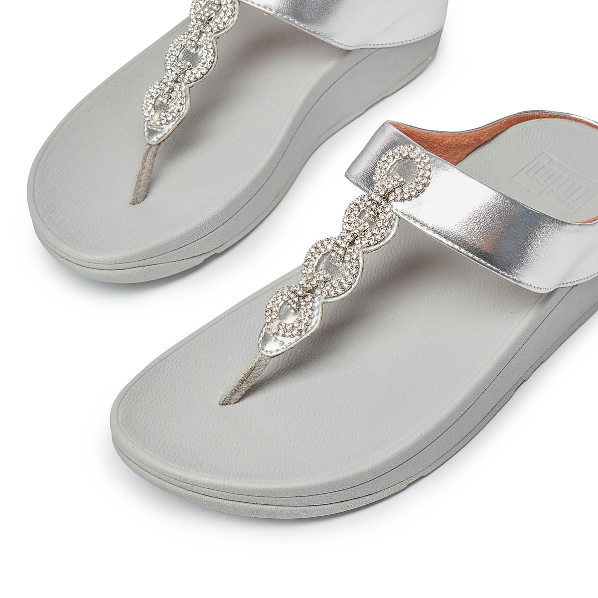 Sandales Fitflop FINO Sparkle Toe-Post Femme Argent | TBN-035728