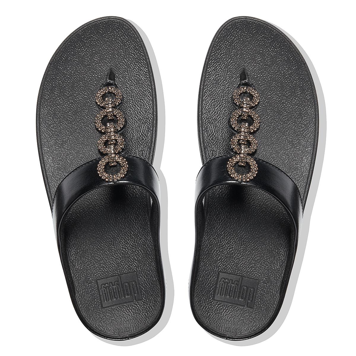 Sandales Fitflop FINO Sparkle Toe-Post Femme Noir | YPW-671042