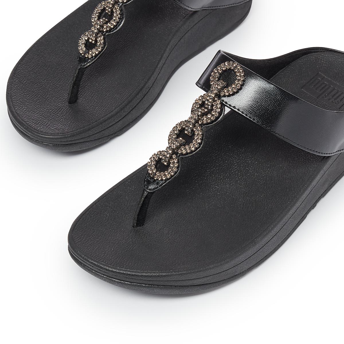 Sandales Fitflop FINO Sparkle Toe-Post Femme Noir | YPW-671042