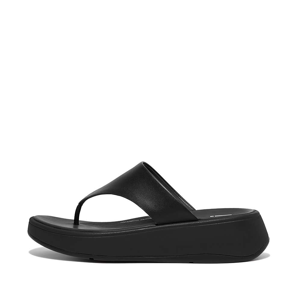 Sandales Fitflop F-MODE Leather Flatform Toe-Post Femme Noir | AFQ-816795