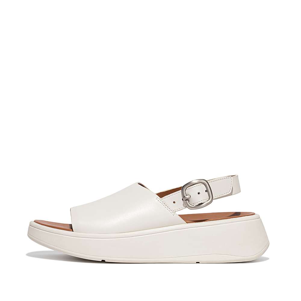 Sandales Fitflop F-MODE Leather Flatform Back-Strap Femme Blanche | SUA-702485