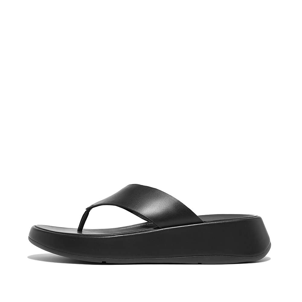 Sandales Fitflop F-MODE Luxe Leather Flatform Toe-Post Femme Noir | NEB-352409