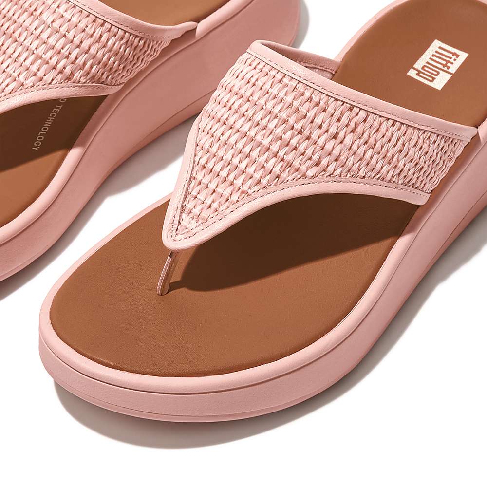 Sandales Fitflop F-MODE Woven Flatform Toe-Post Femme Rose | MRV-589430