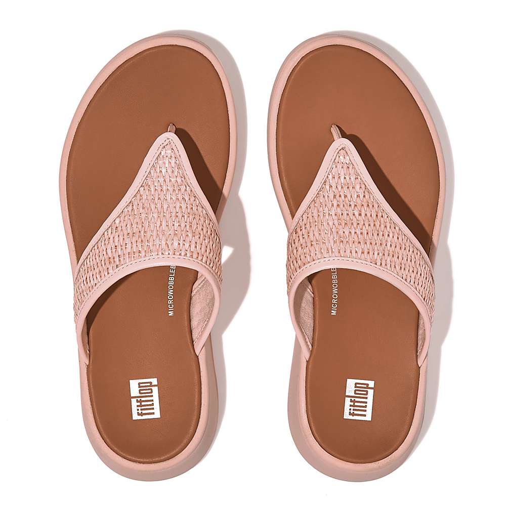 Sandales Fitflop F-MODE Woven Flatform Toe-Post Femme Rose | MRV-589430