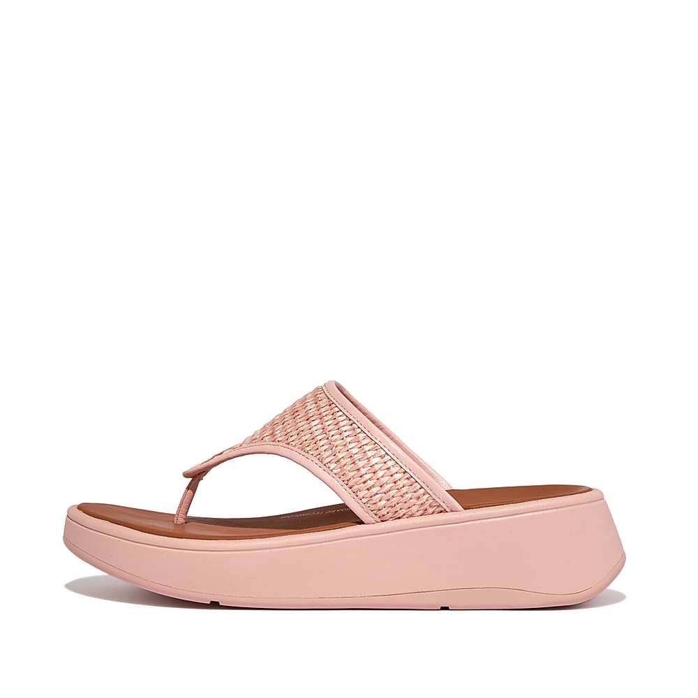 Sandales Fitflop F-MODE Woven Flatform Toe-Post Femme Rose | MRV-589430