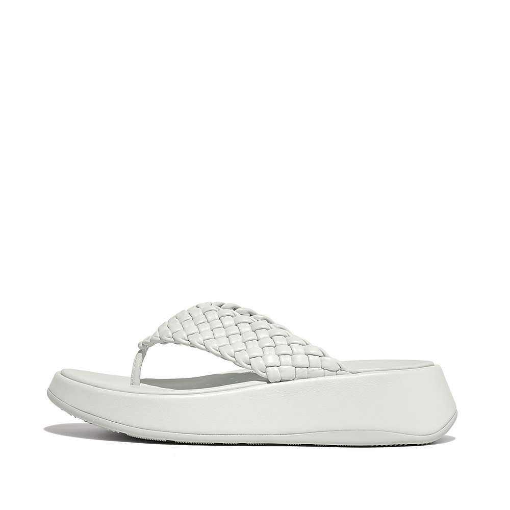 Sandales Fitflop F-MODE Woven Leather Flatform Toe-Post Femme Bleu | HVD-378049