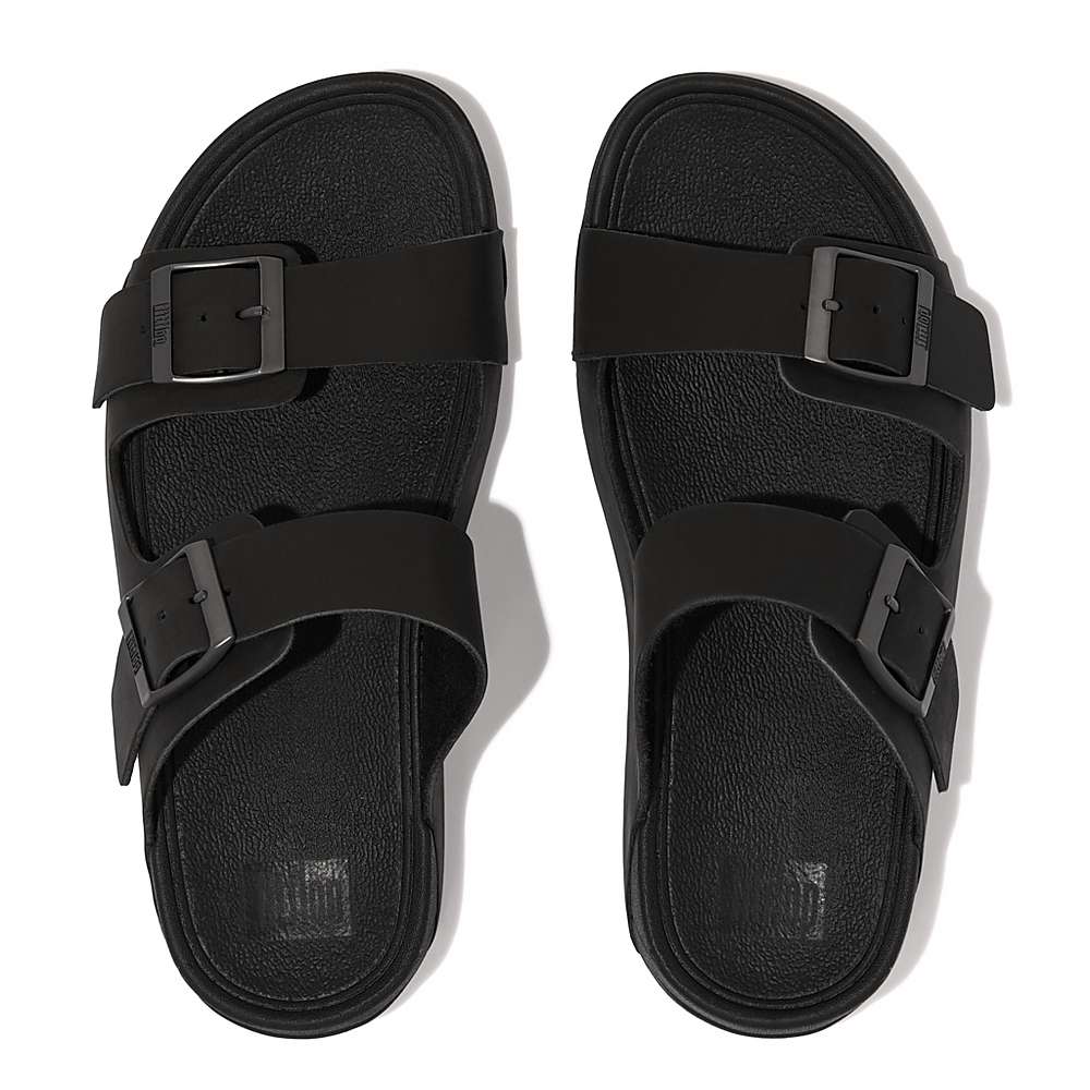 Sandales Fitflop GOGH MOC Buckle Nubuck Slides Homme Noir | OYN-908641