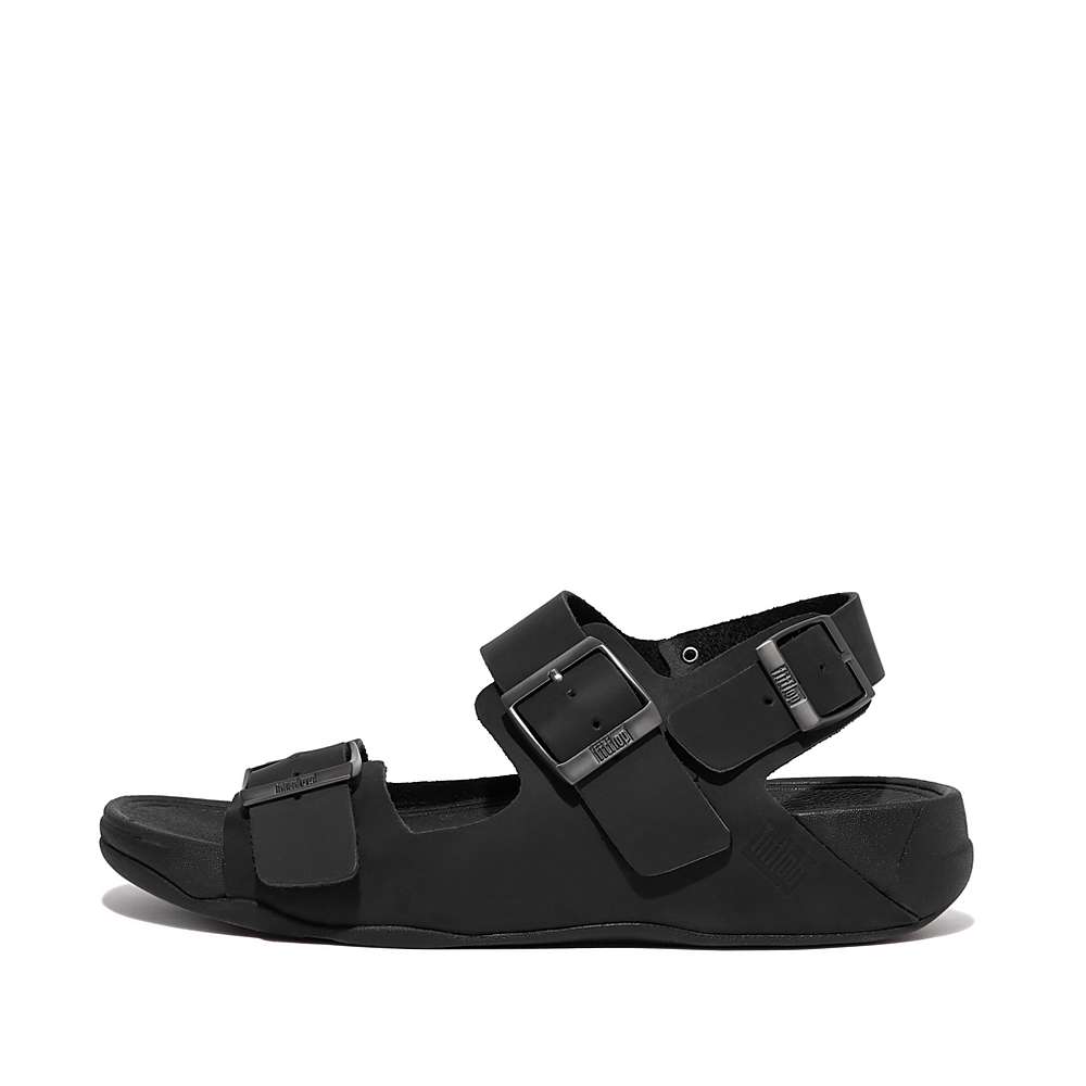 Sandales Fitflop GOGH MOC Buckle Nubuck Homme Noir | UNH-605247