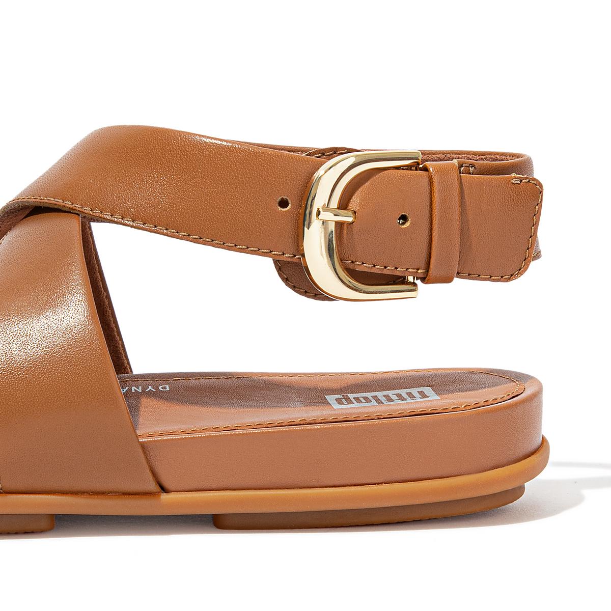 Sandales Fitflop GRACIE Buckle Leather Ankle-Strap Femme Marron Clair | CXN-152896