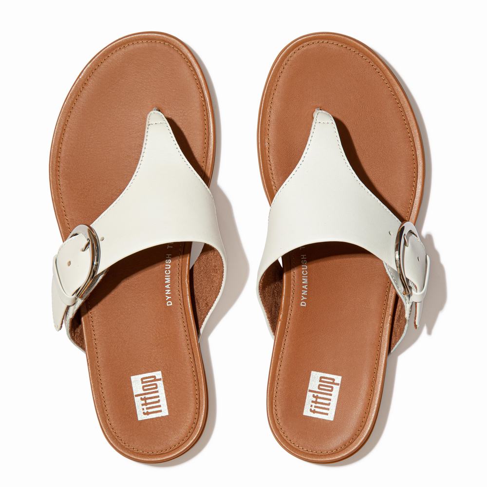 Sandales Fitflop GRACIE Buckle Leather Toe-Post Femme Blanche | SUX-401382