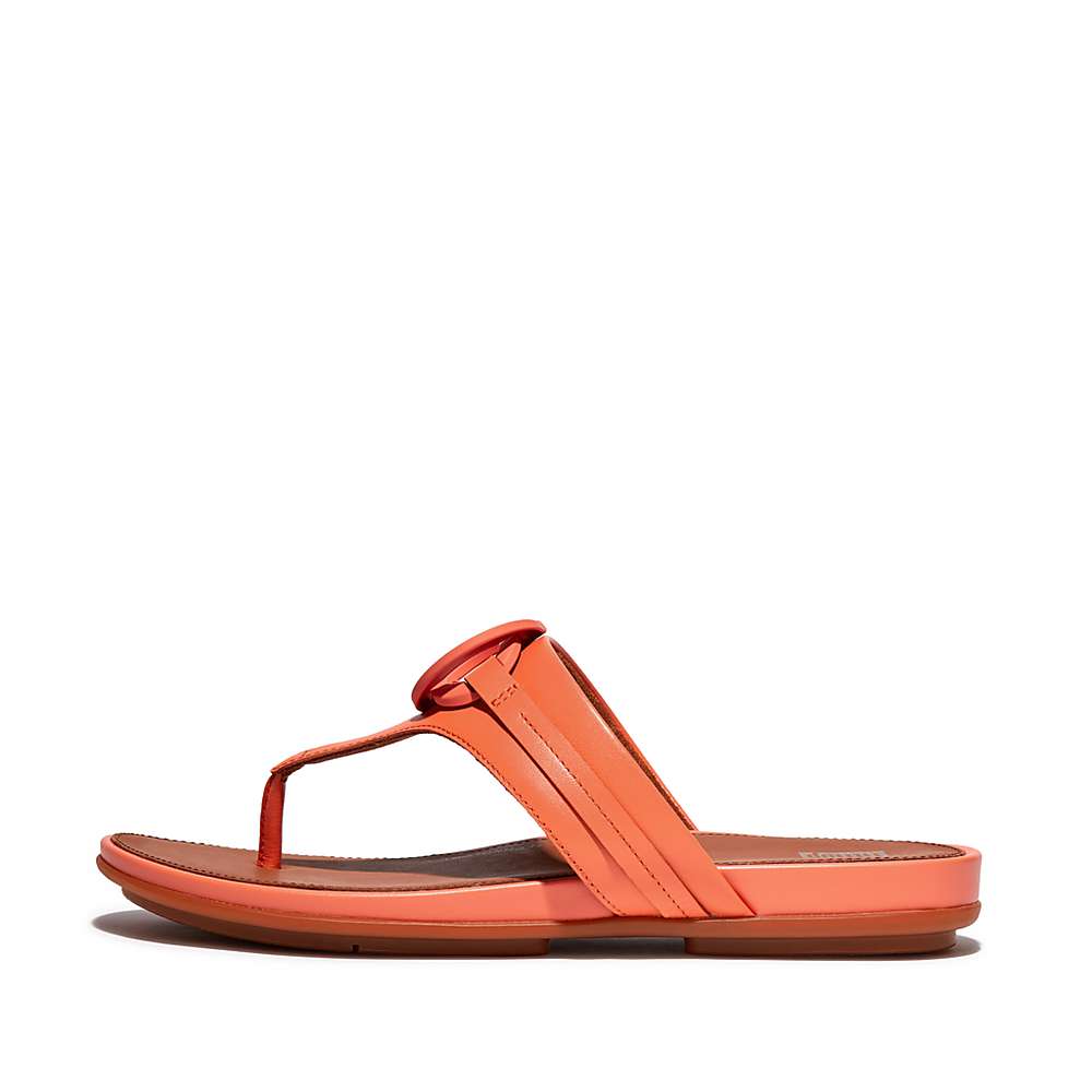 Sandales Fitflop GRACIE Circlet Leather Toe-Post Femme Orange Corail | UOH-152463