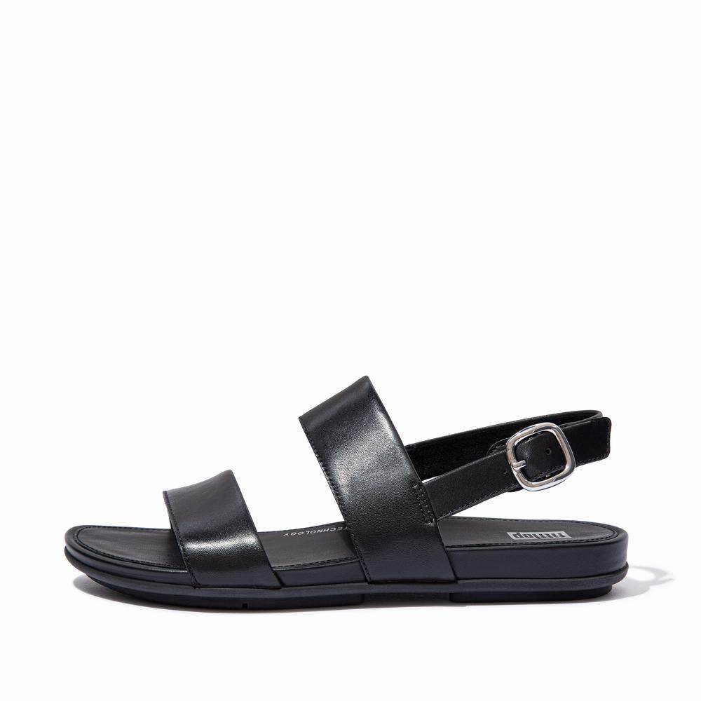 Sandales Fitflop GRACIE Leather Back-Strap Femme Noir | BKI-029741