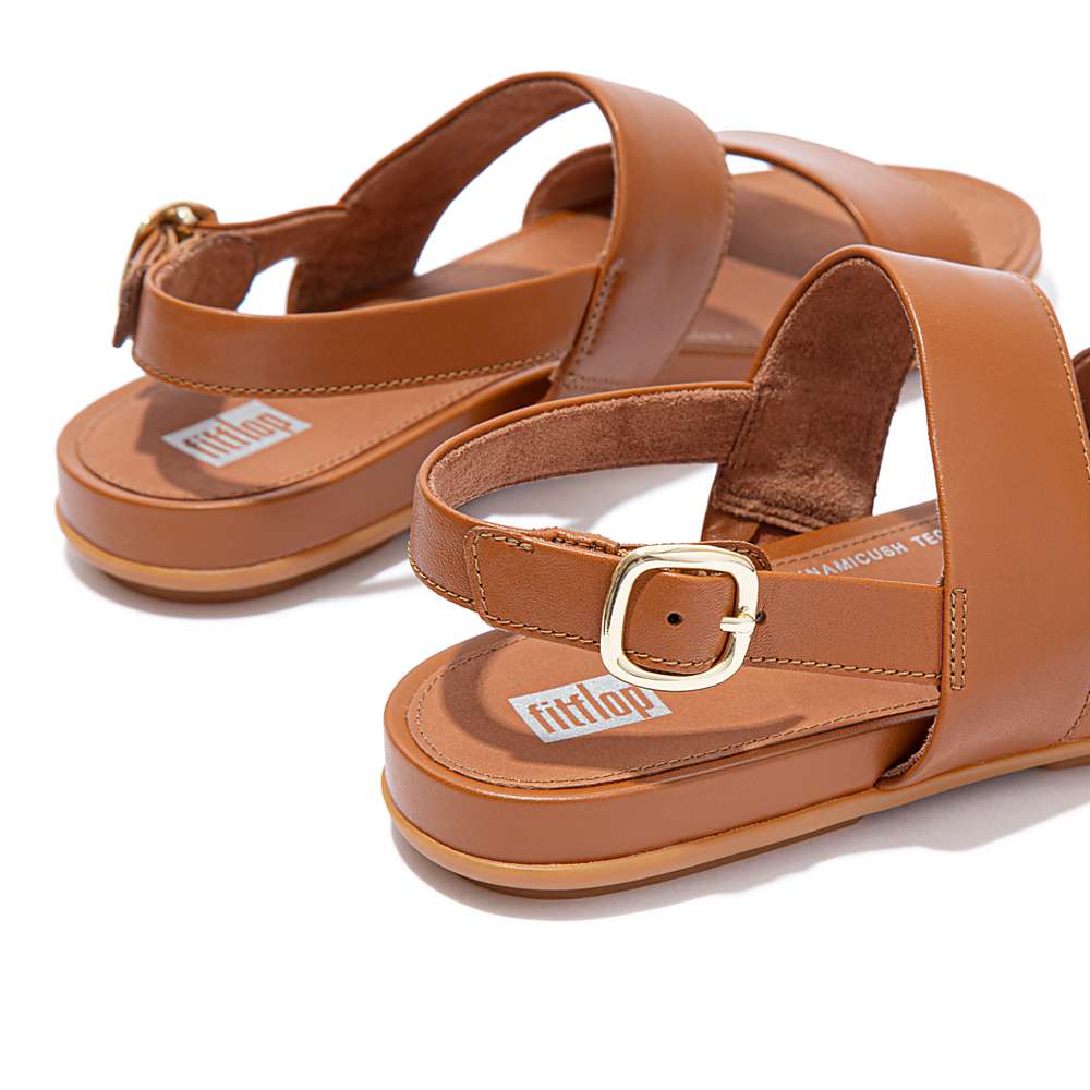 Sandales Fitflop GRACIE Leather Back-Strap Femme Marron Clair | VZH-915837