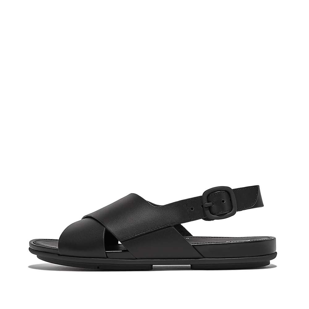 Sandales Fitflop GRACIE Leather Crisscross Femme Noir | CBV-214590