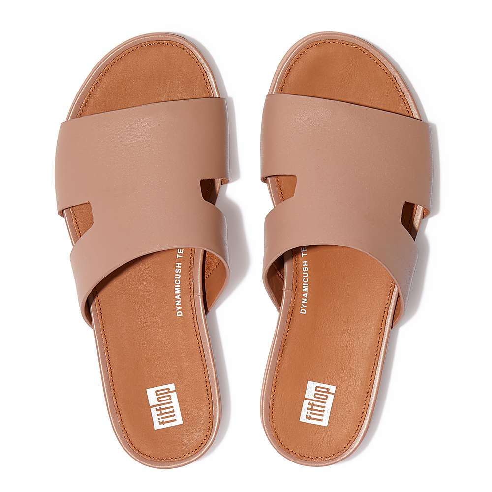 Sandales Fitflop GRACIE Leather Slides With Toe-Post Femme Beige | WEF-056142