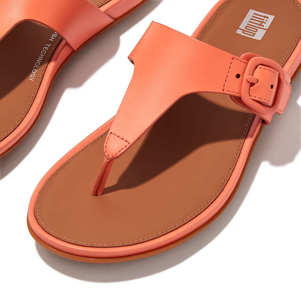 Sandales Fitflop GRACIE Matt-Buckle Leather Toe-Post Femme Orange Corail | BQH-059746